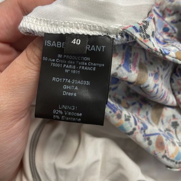 Isabel Marant NWT Ghita Printed Multi drape jersey mini dress puff shoulders 40 - Picture 7 of 16